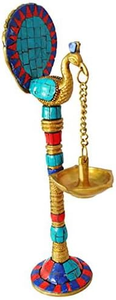 Peacock Brass <b>Oil</b> <b>Lamp</b> with Multicolor Stone Inlay Easter Home Decor Durable & Eco-Friendly - Product Image 5