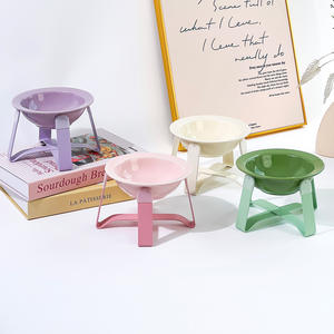 Creative Minimalist UFO-shaped Ceramic Food &amp; Water Bowl Cat &amp; <strong>Dog</strong> Pet Bowls &amp; Feeders <strong>with</strong> Short Iron Stand for Cats and <strong>Dogs</strong> - Product Image 3