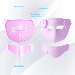 4D LED Facial Mask Face & Neck <span class=keywords><strong>Set</strong></span> 8 màu sắc Photon trị liệu hồng ngoại ánh sáng đỏ không dây từ xa Silicone mặt nạ để sử dụng nhà - Product Image 6