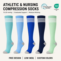 Chaussettes de compression montantes sur mesure de haute qualité 15-20 mmHg pour le sport, à compression graduée, longues, pour soins infirmiers, vente en gros, OEM