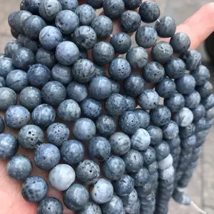 Natural Stone Supplier Wholesale High Quality Gemstone Loose Round Blue Beads Natural Blue Color Coral for DIY Jewelry Making