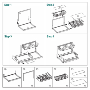 2025 Nieuwe Koolstofstaal 2 Tier Organizer Rack Keuken Onder Gootsteen Organizer Rack Met Glijdende Opslag Lade - Product Image 4