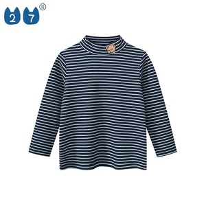 Vêtements d'hiver et de printemps pour enfants, t-shirt rayé à manches longues pour enfants, t-shirt à col roulé pour bébés garçons et filles, t-shirt doux - Product Image 4