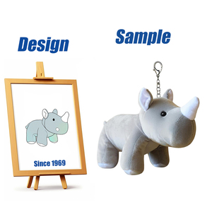 Shengye Wholesale Cute Funny Rhino Doll Pendant Soft Stuffed Animal Plush Rhino Keyring Car Keychain Girl Bag Decoration Gift