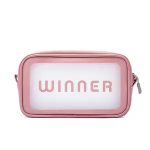 Custom Waterproof Ladies Black Pink White Cosmetics Bag Frosted Transparent Material Zipper Travel Wash Cosmetic Bag For Women