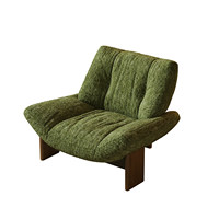 Fauteuil d'appoint contemporain surdimensionné en tissu avec pieds en bois, confortable pour la lecture et la détente, idéal pour les hôtels, cafés, halls d'entrée et salons.