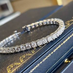 Pulsera de Cadena de Tenis con Diamantes Cultivados en Laboratorio, Completamente Brillantes, Oro Blanco de 18K - <span class=keywords><strong>Regalo</strong></span> de Moda para Mujer para Bodas y Fiestas - Product Image 2