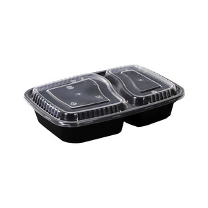 Disposable Lunch Box Double Compartment Food Grade PP With Lid <b>Microwave</b> Safe Takeout Packaging - Product Image 1
