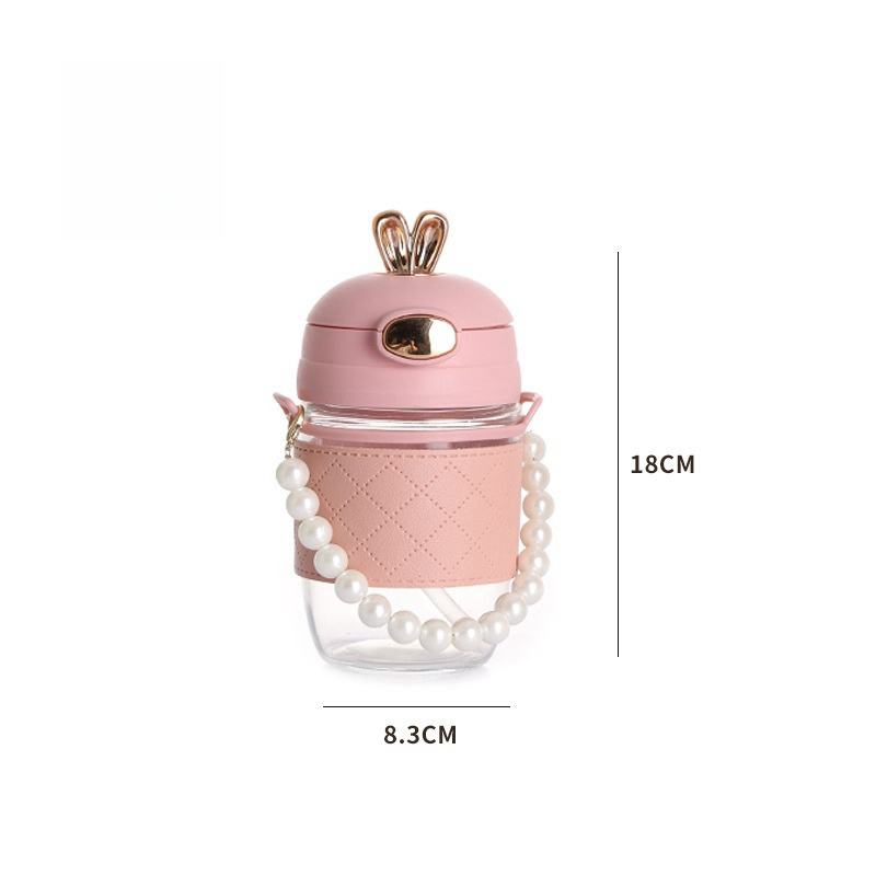 Pink-A- Leather cup cover + pearl chain