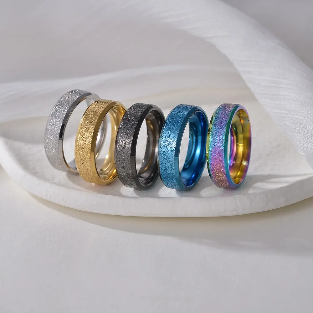 Оптовая продажа, низкая цена, разноцветные кольца из нержавеющей стали с блестками 6 мм