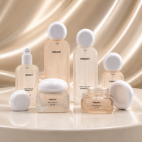 Ensemble de flacons cosmétiques en verre rose dégradé FINSPOT, flacon pompe, compte-gouttes, pot à crème, bouchon rond blanc, emballage pour soins de la peau, vente en gros