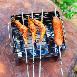 Griglia pieghevole in acciaio inossidabile per barbecue portatile regolabile in altezza grande apertura per stufe a carbone da esterno - Product Image 4