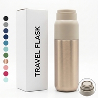 Thermos isotherme en acier inoxydable à double paroi avec logo personnalisé, 500 ml, sans BPA, anti-fuite, avec couvercle, pour les voyages et le sport