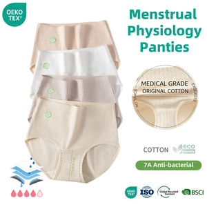 Culottes menstruelles <span class=keywords><strong>pour</strong></span> femmes en coton authentique de qualité médicale (antibactériennes 7A) Sous-vêtements <span class=keywords><strong>pour</strong></span> règles post - Product Image 1