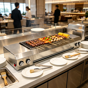 Restaurant Snack Shop Zoned Gas Griddle 2800W High Power Stainless Steel Non-Stick Flat <b>Cooking</b> <b>Grill</b> - Product Image 5