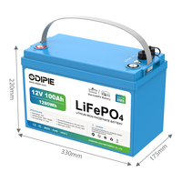 Odipie Fabrika 12V 100Ah LiFePO4 Derin Deşarj Aküsü, Bluetooth Akıllı BMS IP67 ile RV ve Deniz Araçları için