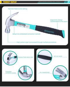 Martillo de garra de 0.5 kg y 340 mm, 36 piezas, resistente, para construcción, demolición, bricolaje, a prueba de golpes, con agarre antideslizante - Product Image 2