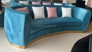 Canapé de salon à cadre en acier inoxydable doré de luxe canapé incurvé <span class=keywords><strong>3</strong></span> <span class=keywords><strong>places</strong></span> pour salon - Product Image 6