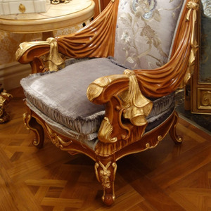 Sculpture à la main en bois de luxe de meubles de salon chaise longue fauteuil - Product Image 4