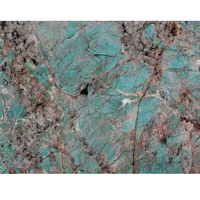 Carreau de luxe en pierre naturelle polie pour décoration intérieure personnalisée Dalle jumbo murale en amazonite turquoise et granit rétroéclairé Marbre vert Amazones