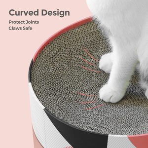 Runde Katzen-Kratzschale 2-in-1 Katzen-Kratzbett Gebogenes Karton-Loungebett mit Katzenminze für Hauskatzen - Product Image 3
