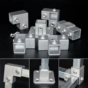 Aluminium Materiaal Vierkante Buis Fittingen Connector Sleutel Klem Fittingen Vangrail Leuning Systeem Met Schroeven
