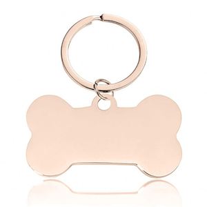 Pet ID Tag Dog Bone Keychain Mirror Polished Stainless Steel Collar Bone Tag Keyring DIY Jewelry Making Accessory Blank <b>Key</b> <b>Ring</b> - Product Image 6