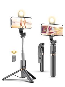 Hot Foldable <b>Phone</b> Stand Holder with Light Portable Handheld Wireless bluetooth Mobile <b>Phone</b> Tripod Selfie Stick with Light - Product Image 1