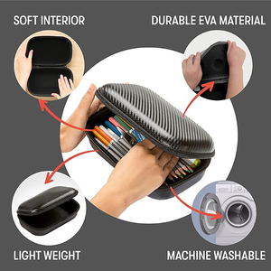 Estuche para Lápices de Carbono Negro, Caja de Lápices de EVA, Organizador de Almacenamiento Duradero, Estuche de EVA para Útiles Escolares y Cables - Product Image 5