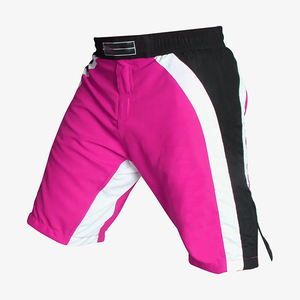 Shorts MMA pour hommes, coloris rouge, noir et blanc, taille élastique, séchage rapide, style sportif, avec bande latérale, vente en gros - Product Image 3