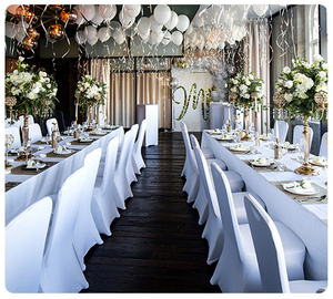Housse de chaise blanche universelle <span class=keywords><strong>pas</strong></span> chère pour la décoration de la maison, les restaurants, les mariages, les banquets, les hôtels et les fêtes - Product Image 4