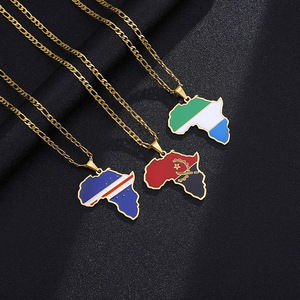 Collar con colgante de <span class=keywords><strong>mapa</strong></span> de África de acero inoxidable para fiestas de bodas con Ghana, Nigeria, Congo, Kenia, <span class=keywords><strong>Somalia</strong></span>, Angola, Marruecos - Product Image 3