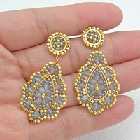 Boucles d'oreilles pendantes en forme de goutte d'eau, faites à la main, tendance bohème, en pierre naturelle, en acier inoxydable, bijoux haut de gamme pour femmes, cadeau, vente en gros