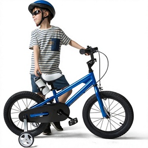 จักรยาน BMX สีน้ำเงิน ขนาด 12 นิ้ว สำหรับเด็ก โครงเหล็ก จักรยานความเร็วเดียว พร้อมล้อช่วย ปรับเบาะได้ สำหรับขี่กลางแจ้ง - Product Image 3