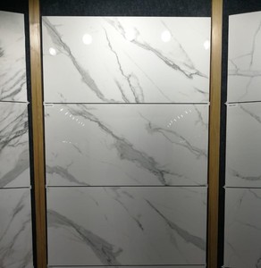 กระเบื้องพอร์ซเลนลายหินอ่อนขัดเงาสีขาวขนาด600x600มม. สำหรับโรงแรมห้องน้ำผนังห้องไฟร์บริคป้องกันแบคทีเรีย - Product Image 1