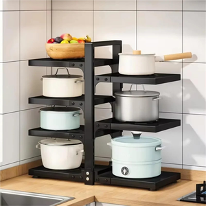 Organiseurs de casseroles et poêles réglables robustes noirs à 8 niveaux pour placards de cuisine et rangements sous armoires - Product Image 2