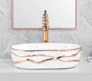 Lavabo da Appoggio Ovale in Ceramica Multicolore Elettroplaccata, <span class=keywords><strong>Design</strong></span> di Lusso Fatto a Mano, Lavandino Artistico per <span class=keywords><strong>Bagno</strong></span> - Product Image 2