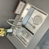 Évier de cuisine multifonctionnel en acier inoxydable 304 avec cascade et accessoires, évier de cuisine moderne fait main