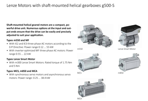 Nuevo Motor de Engranajes Helicoidales Integrado MT-Lenze G500-S+M850 Trifásico de Alto Torque y Bajo Desfasamiento para Sistemas de Transporte - Product Image 2