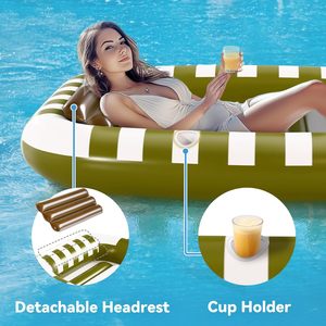 <b>Inflatable</b> PVC Floating Bed for Adults pool lounger Backrest Water Mattress for Outdoor Tanning Swimming Pool Lawn Bathtub - Product Image 4