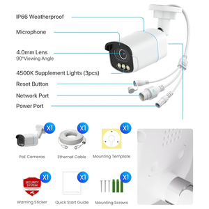 Caméra de sécurité PoE 4K 8MP avec vision nocturne couleur, détection de personnes et de véhicules, projecteur et sirène, compatible uniquement avec NVR PoE 4K - Product Image 6