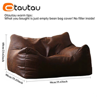 OTAUTAU Housse de pouf en similicuir suédé rétro pour adultes, sans rembourrage, confortable, taille King Size, fauteuil paresseux, canapé simple SF042