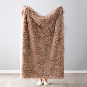 مخصص طباعة مزدوجة طبقة دافئ دافئ رقيق شيربا الصوف طويل الشعر لينة PV الفراء أريكة سرير المنزل بطانية الشتاء رمي - Product Image 1