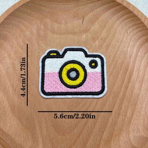 Patch brodé thermocollant en feutre écologique rose, motif caméra de dessin animé, radis, cloche, bougie, pour chaussures, chapeaux, décoratif - Product Image 6