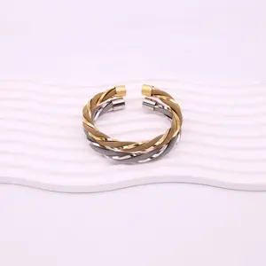 Vintage Stainless Steel Hand Accessories Indian Style Journey Gift Twisted Open Bracelet