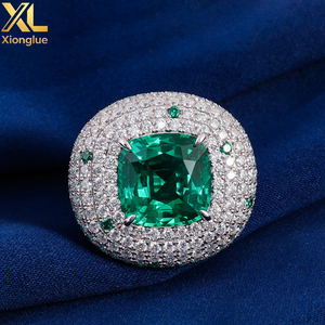 Luxury Unisex Full Moissanite Diamond Hip Hop <b>Rings</b> 10K Gold 18K Gold Plated <b>Emerald</b> <b>Man</b> Made Diamond <b>Ring</b> - Product Image 4