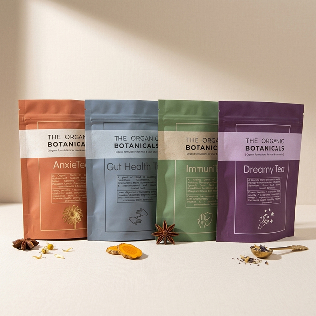 Custom Printed Stand up Pouch with Zipper Top for Resealable Tea Bag Packaging Moisture Proof Environment Friendly