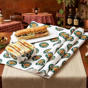 Custom Logo Grease Proof Food Grade Biodegradable Eco-Friendly PE Coated Deli <b>Paper</b> for Hamburger Sandwich Wrapping - Product Image 3