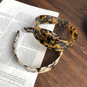 Bandeau large brillant en acétate d'écaille de tortue antidérapante dentée de haute qualité rétro français - Product Image 4