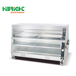 HIGHBRIGHT Réchauffeur électrique de comptoir ouvert à deux côtés à haute efficacité en acier inoxydable noir vitrine d'affichage de nourriture chaude 3.5kw - Product Image 1